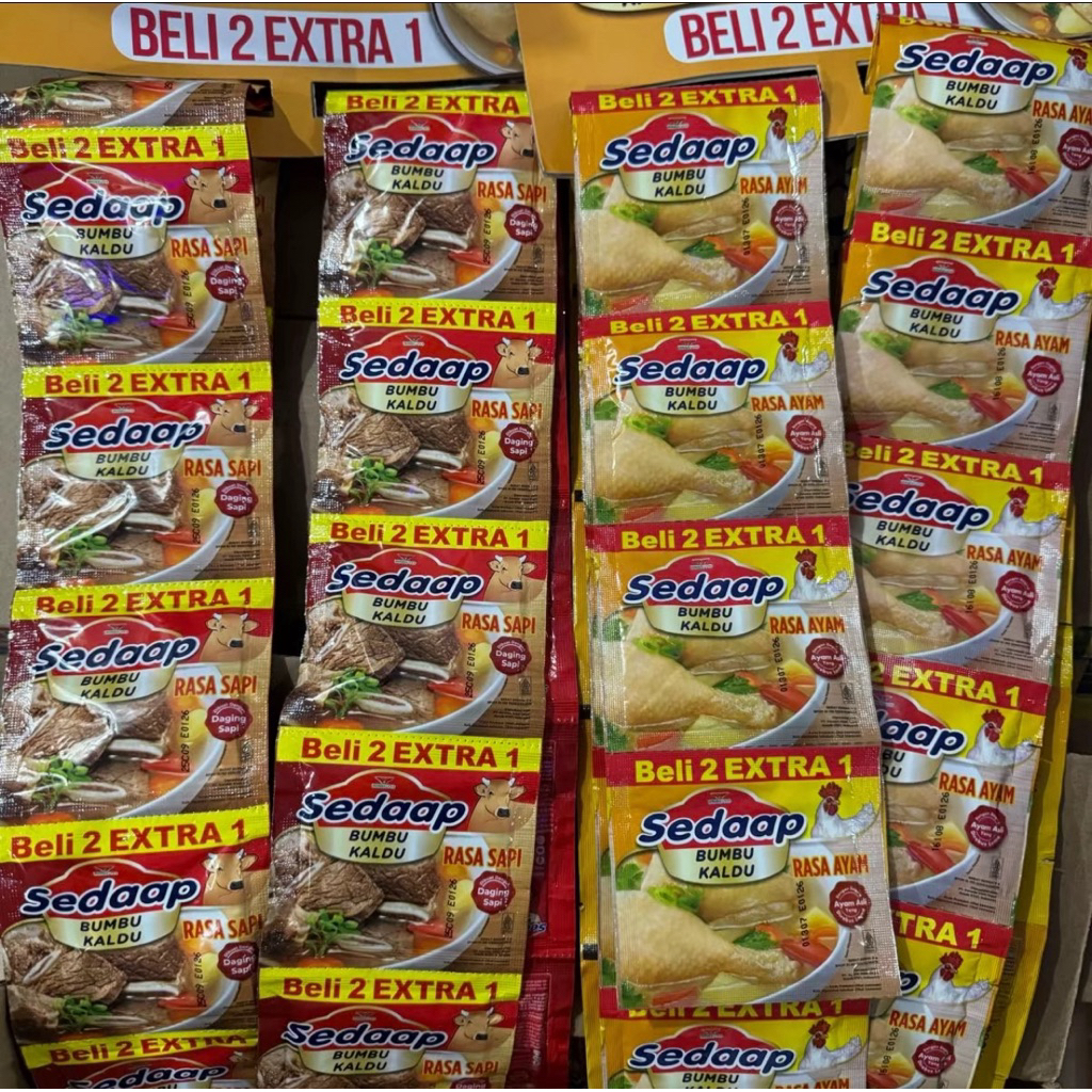 

72 sachet/ 4 renceng Sedaap Bumbu Kaldu Sapi/Ayam