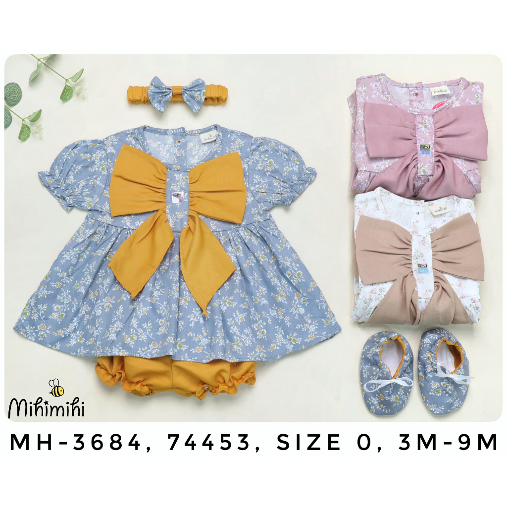 Baju Bayi Perempuan Set Pita 0-6 Bulan