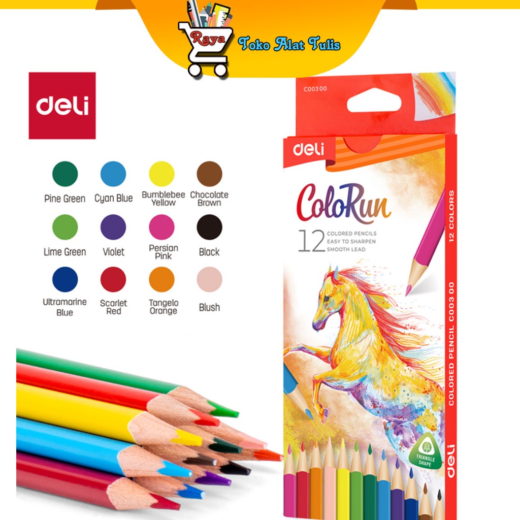 

Deli Colored Pencil pensil Warna Panjang 12 warna EC00300