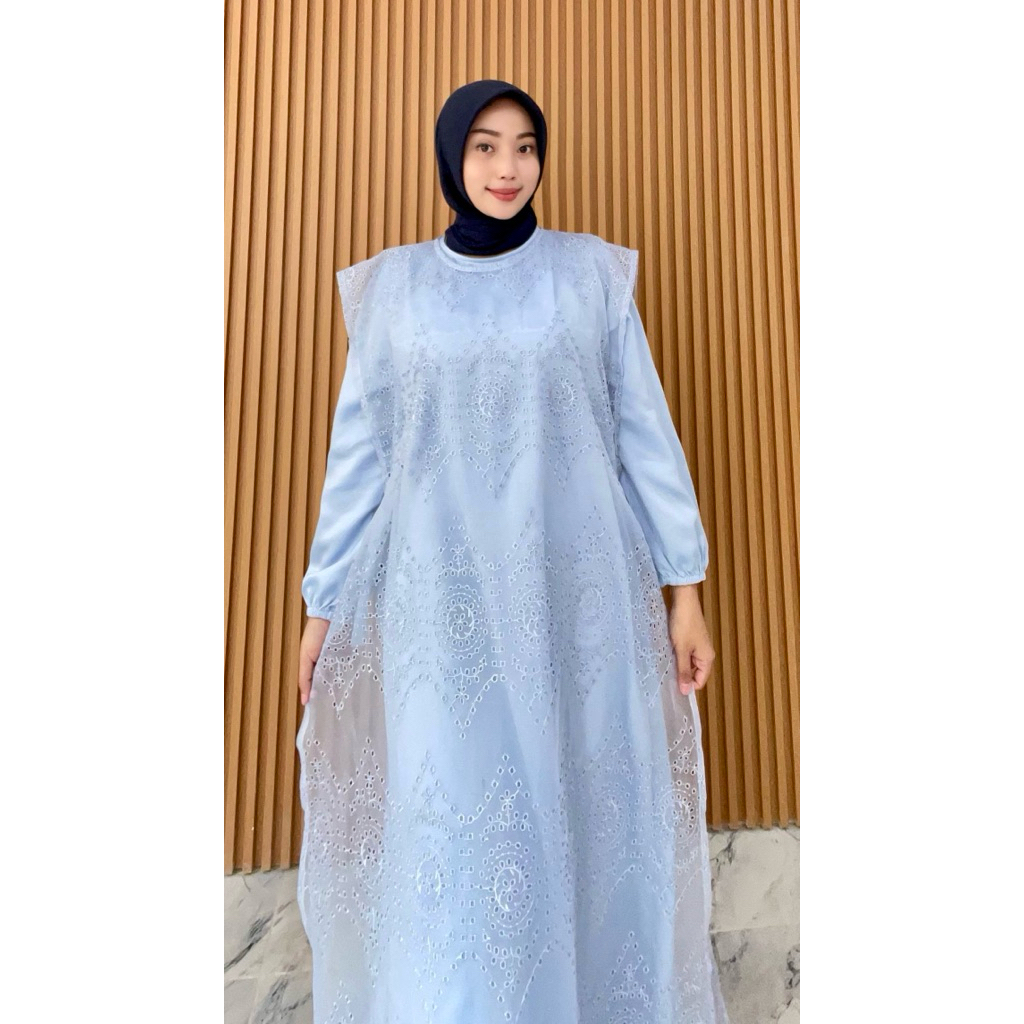 Misschic 68 I Gamis Satin Outer Organza Wanita Muslim