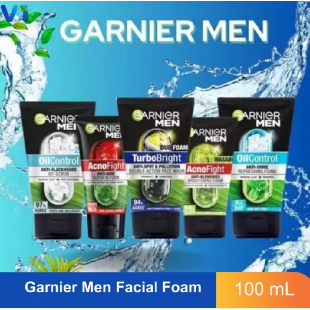 GARNIER Men Facial Foam 100 ML | Sabun Cuci Muka Pria