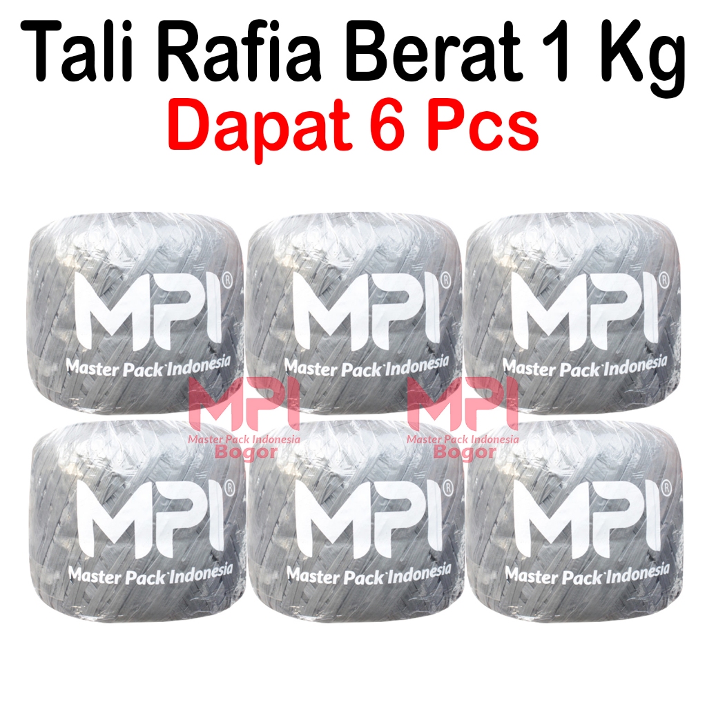 

6 ROLL - Tali Rafia Abu Abu 1 Kg Full - Tali Plastik MPI - Tali Rapia - Master Pack Indonesia Bogor
