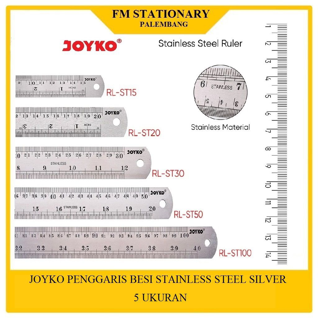 

Joyko Stainless Steel Ruler Penggaris Besi