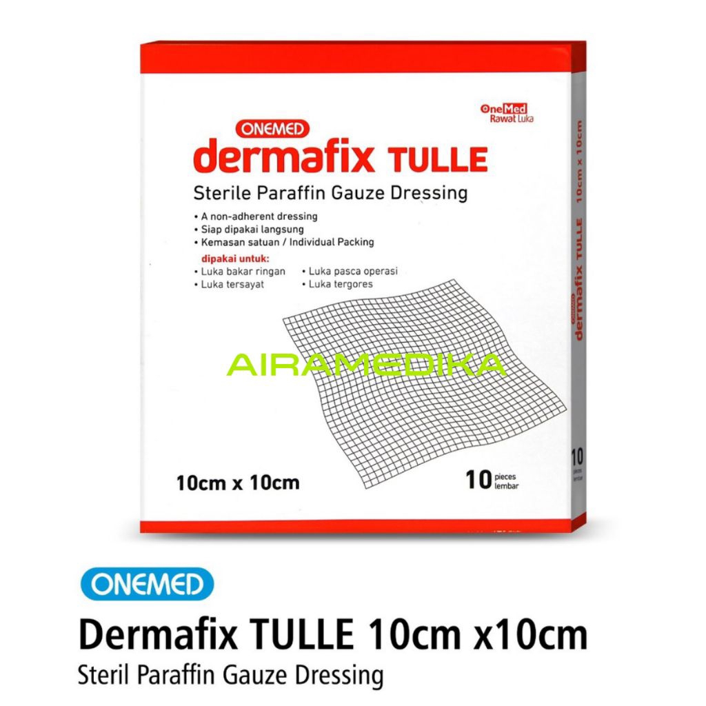 Dermafix Tulle 10cm x 10cm Onemed / Sterile Paraffin Gauze Dressing / Sufratul Supratul Kasa Jaring 