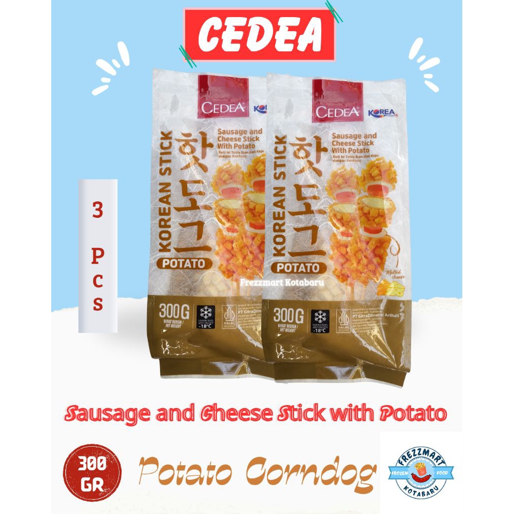 

Cedea Sausage and Cheese with Potato 300 GR isi 3 PCS Corndog Instant Frozen Food Frezzmart Kotabaru