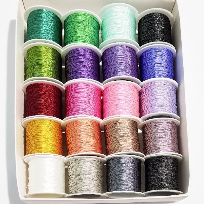 Berkah_Seratus Tali Metalik Warna Roll Beragam Warna Panjang Shine String Giok Gliter Gelang Kalung