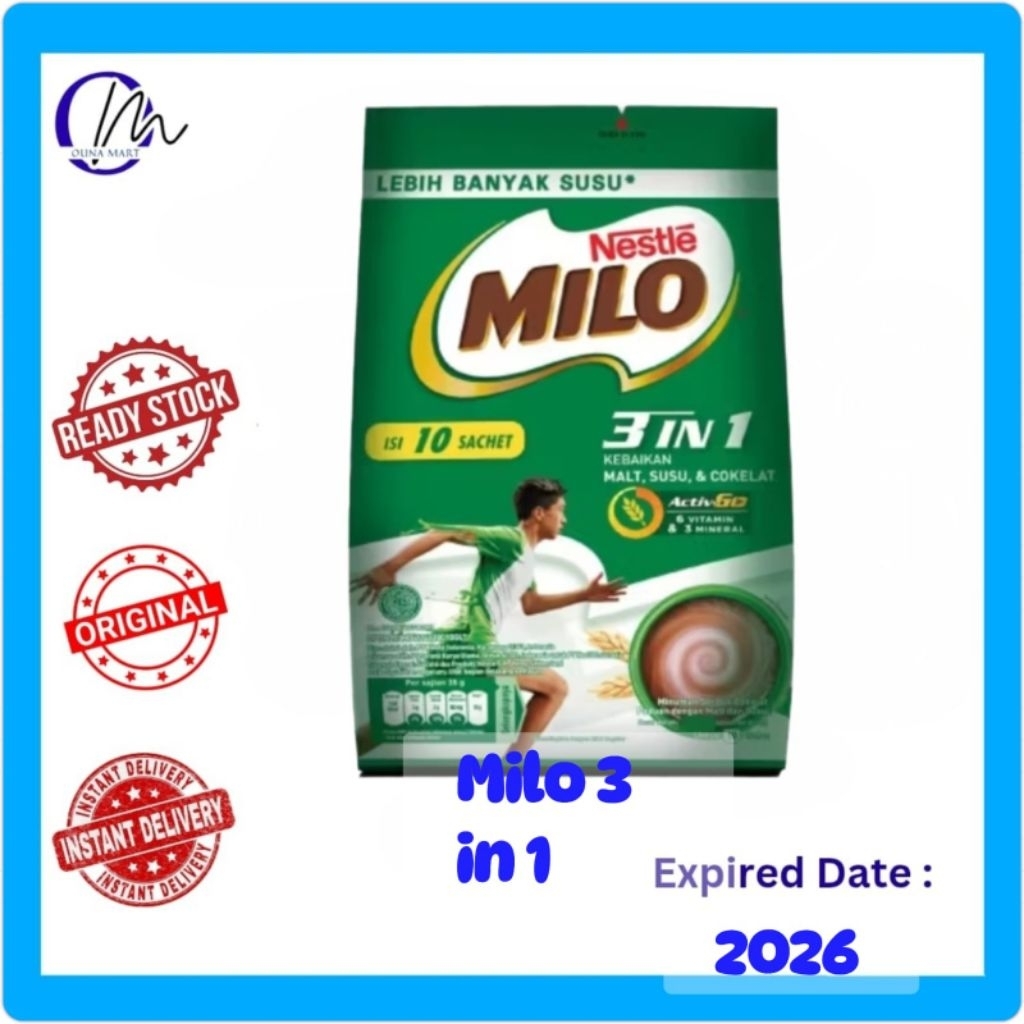 

MILO 3IN1 MALT SUSU COKELAT 34 GRAM X 10 SACHET