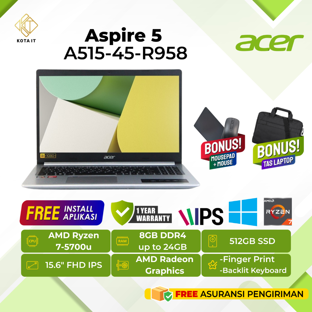Laptop MULTITASKING LAPTOP CODING LAPTOP EDITING ACER Aspire 5 A515 - R958 with AMD Ryzen 7 BARU