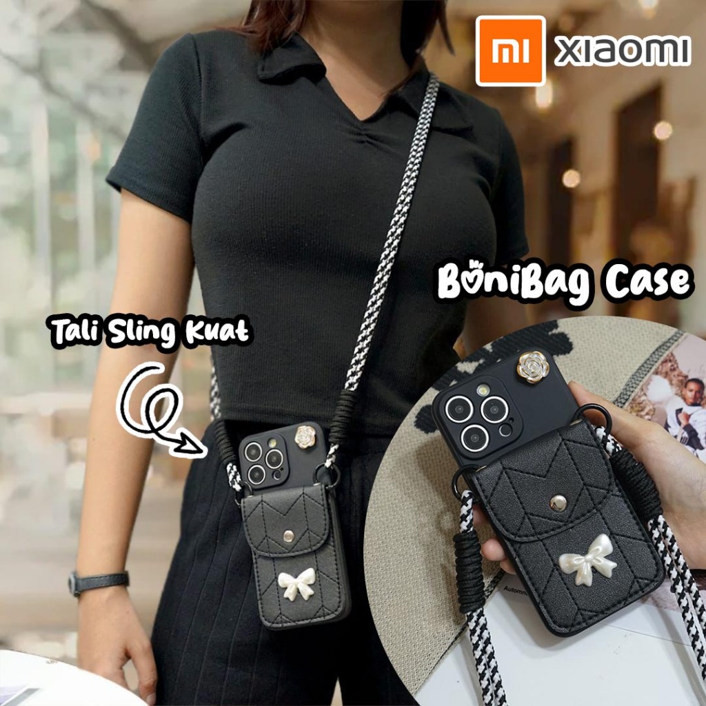 Softcase Sling BoniBag Hitam Pita FOR XIAOMI REDMI 13X POCO X7 PRO 5G POCO M6 12C REDMI 13C 12 NOTE 