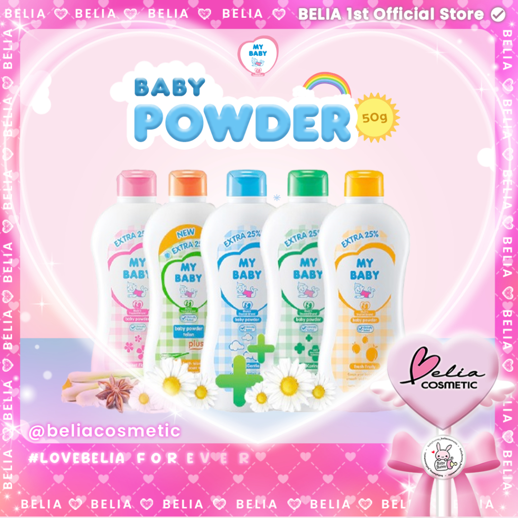 [ BELIA ] MY BABY Baby Powder | Bedak Bayi | 50g Dermatology Tested Wangi Lembut Tahan Lama
