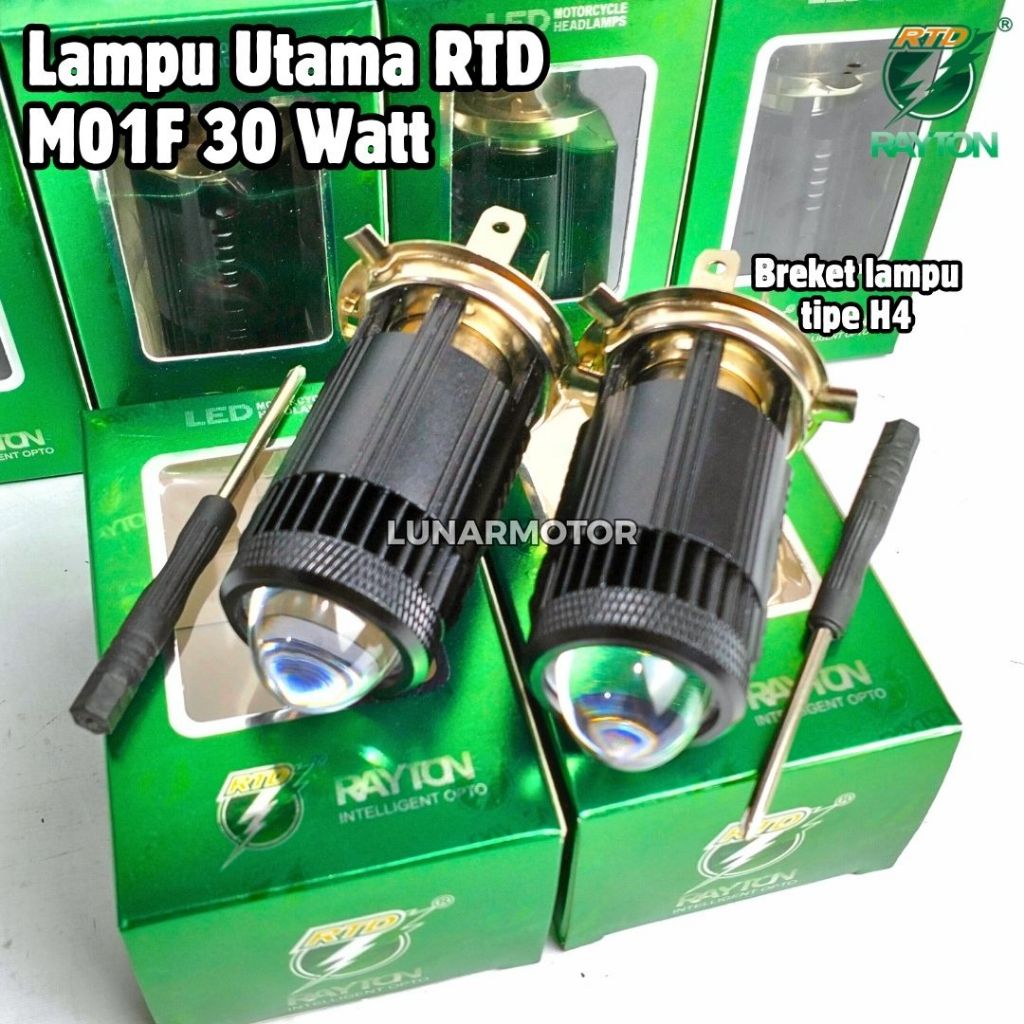 Lampu LED RTD M01F H4 Motor Mobil Putih Kuning Depan LED Proyektor H4 Hi Low Warm White Yellow RTD