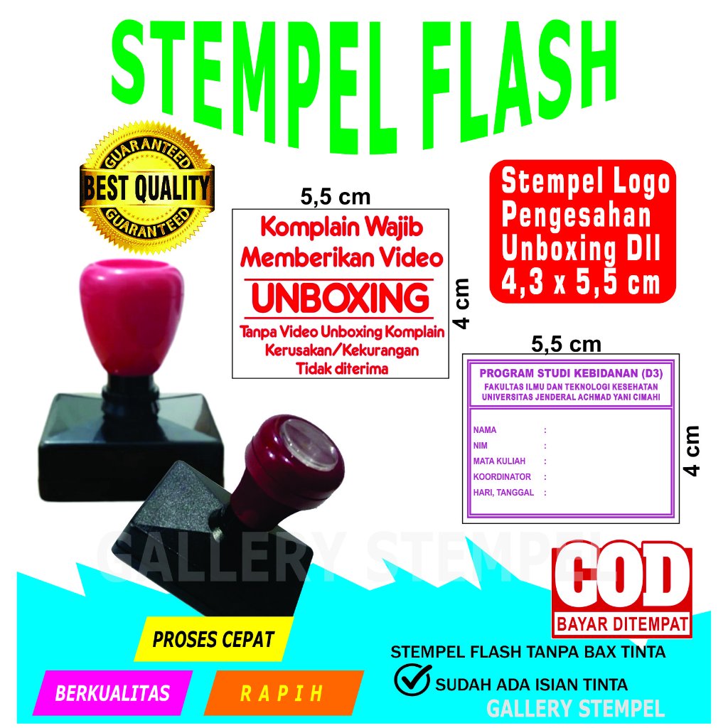 

Stempel otomatis / stempel unboxing / stempel pengesahan/ stempel 43x55 ml / stempel warna / stempel