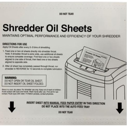 Pelumas Pisau Mesin Penghancur Kertas, Paper Shredder Blade Oil Sheet