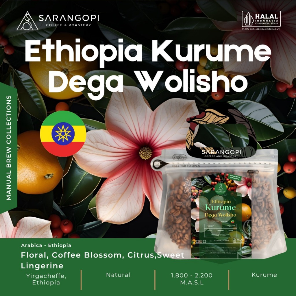 

Ethiopia Kurume Dega Wolisho - Sarangopi Roastery Speciality Exotic Coffee Kopi