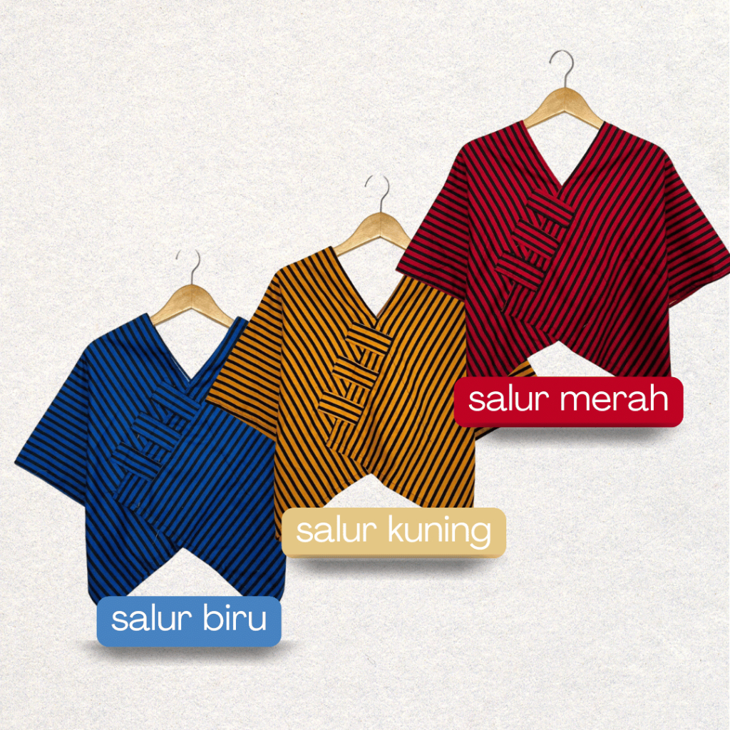 Outer Batik Salur Crop Top Etnik - Atasan Batik Wanita Modern Lengan Pendek Motif Salur Tradisional