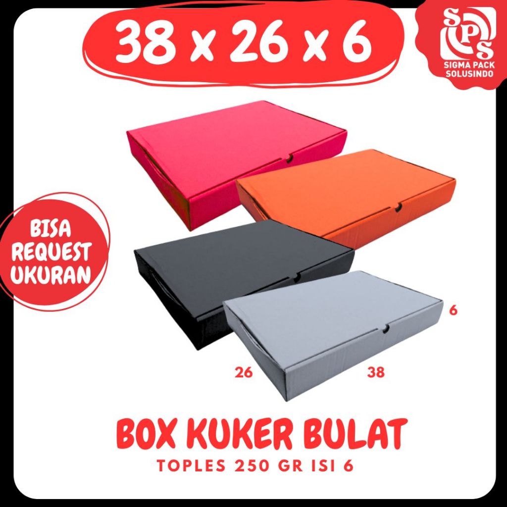 

Box Kuker 38x26x6 LD Kardus 38x26x6 LD Dus Kue Kering Bulat 250gr Isi 6 Toples Hampers Zigma Pack