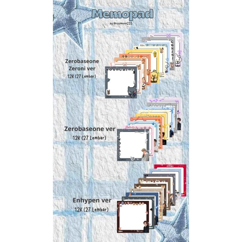 

Memopad Kpop Enhypen Zerobaseone