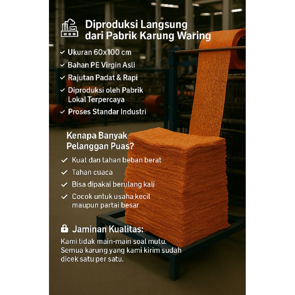 Karung Waring 60 x 100 Cm Isi 1 Pcs / Karung Sayur / Jaring Buah / Berongsong Buah / Tutup Buah -  K