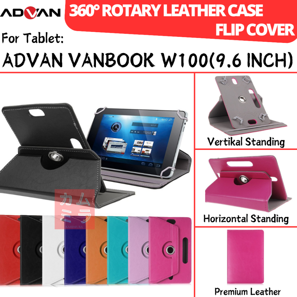 ADVAN VANBOOK W100 TAB TABLET 10 INCH BOOK COVER 360 ROTATING CASE LEATHER FLIP CASING