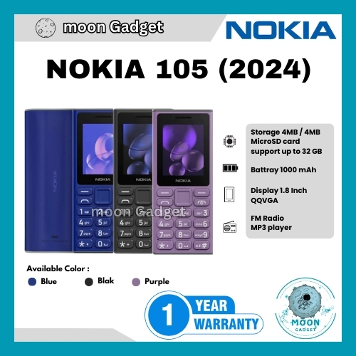 Hp Nokia 105 (2024) & Nokia 105 (2023) - Garansi Resmi TAM 1 Tahun