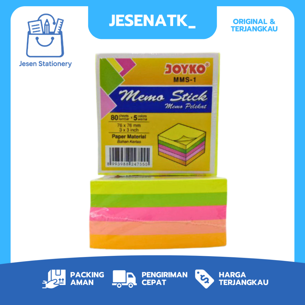 

Joyko Memo Stick MMS-1 Warna Warni Sticky Notes 76 x 76 mm 80 Lembar Kertas