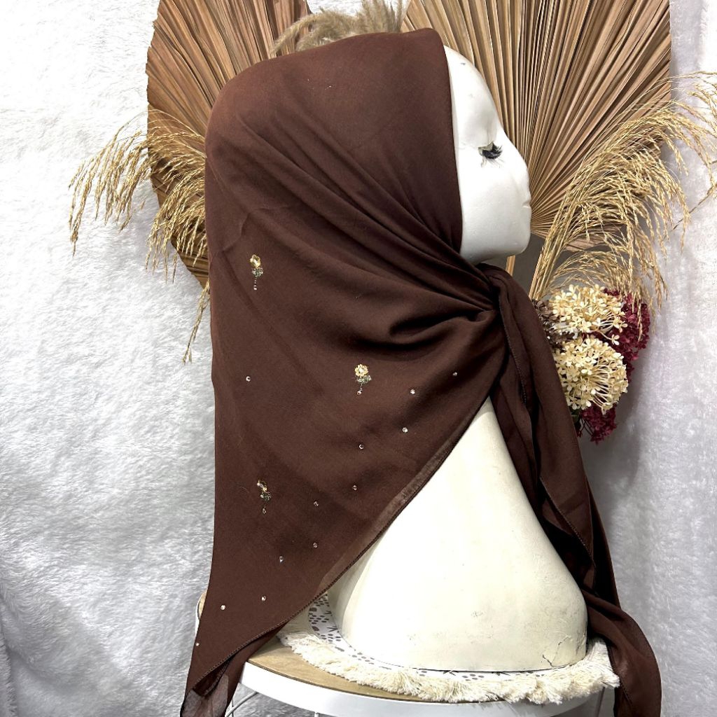 Krudung Segi Empat Paris Payet Tabur Sarosky Bunga Bordir // Jilbab Segi Empat Paris Payet Tabur Sar