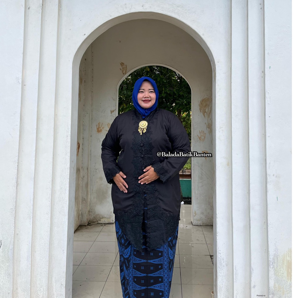 KEBAYA TUNIK BORDIR HITAM JUMBO DAN ROK JUMBO
