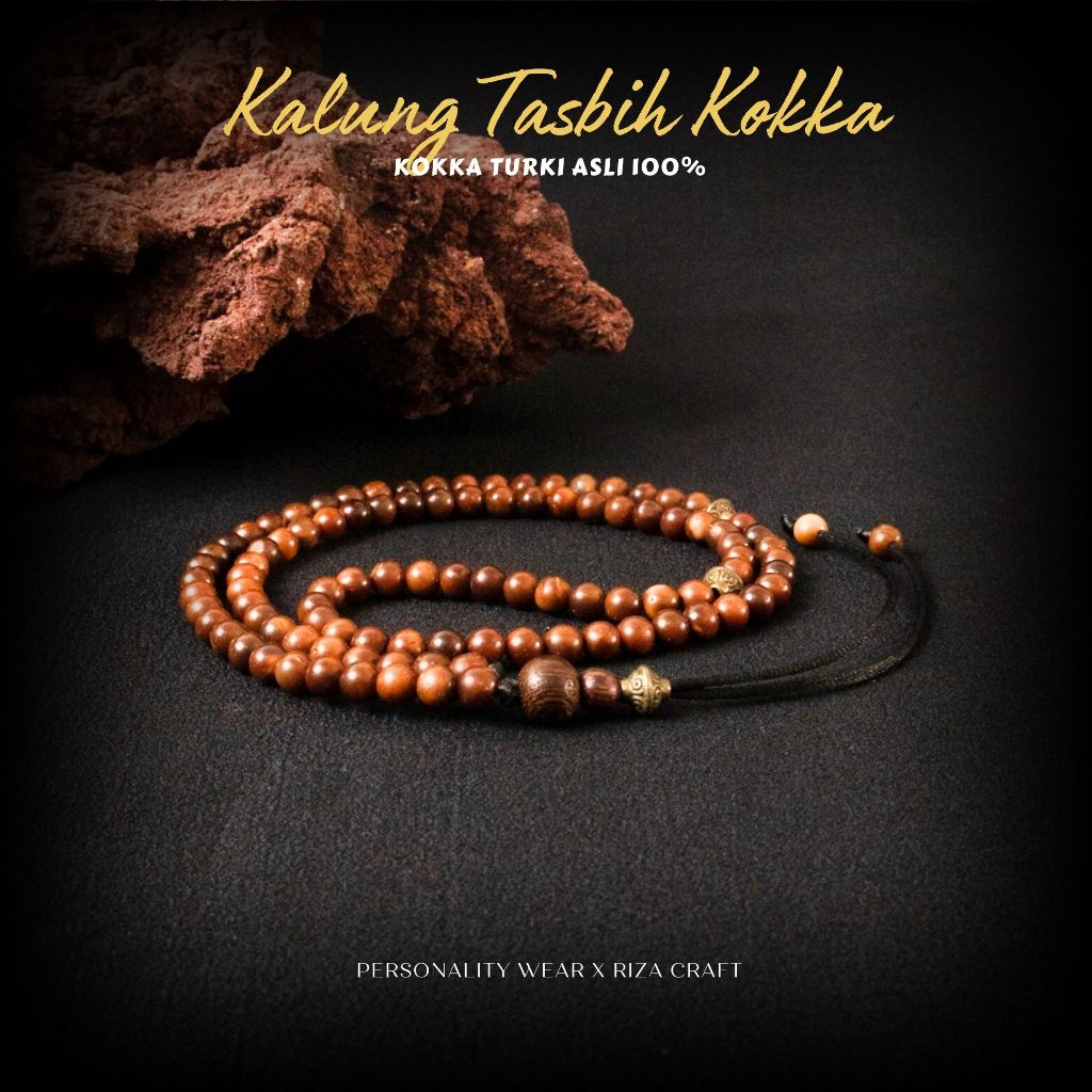 Kalung Tasbih Tasbeh Pria Wanita Keren 99 Butir Kecil Cantik Premium Kayu Koka Kokka Kaokah Asli 100