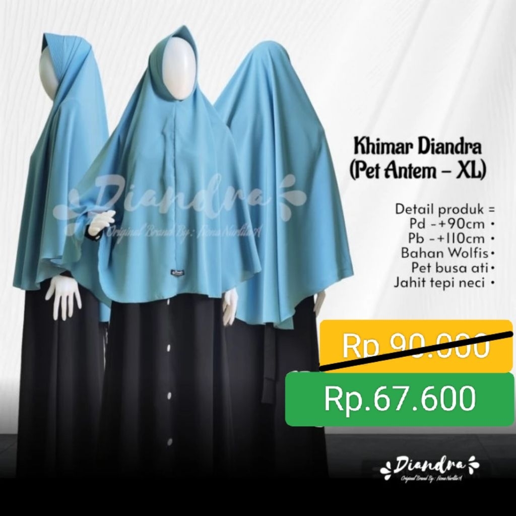DIANDRA HIJAB Wolfis Pet Antem XL Khimar DIANDRA Wolfis Pet XL Bisa COD