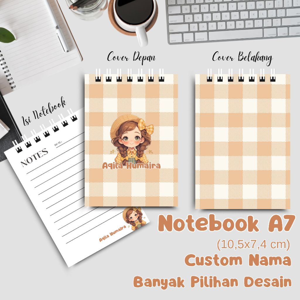 

(BISA CUSTOM DESAIN) Notebook A7 Custom Nama | 40 Lembar | Buku Catatan Lucu Banyak Desain