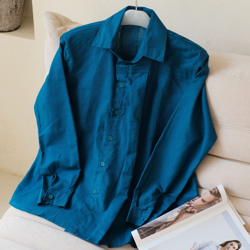 Baju Atasan Wanita Terbaru Blus Korea Kerja Kantor Bahan Linen