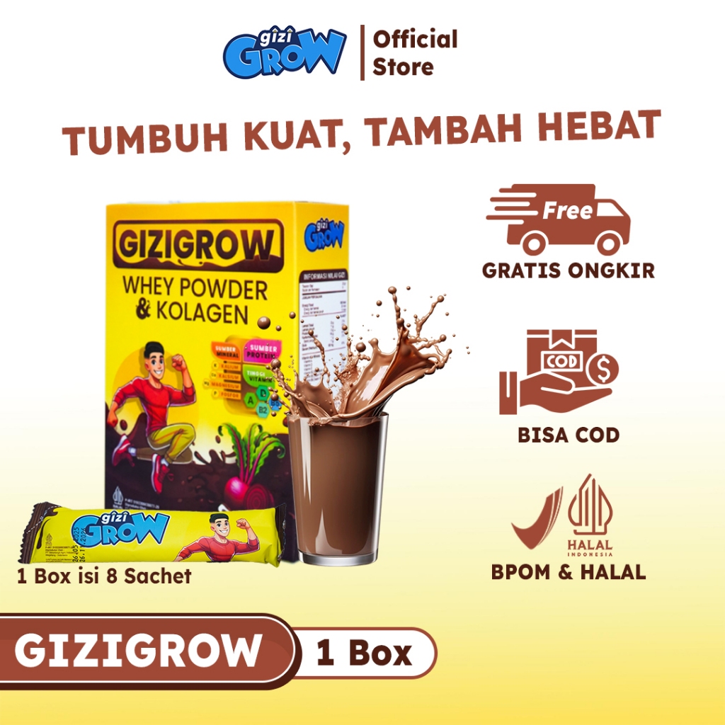 

GIZIGROW CHOCOLATE 1 BOX - Susu Peninggi Badan dan Pembentukan Tulang Otot