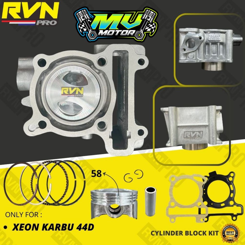 BLOCK SEHER BORING BLOK SEHER KOMPLIT XEON KARBU ORIGINAL RVN 44D STANDAR  - BORE UP 58MM PLUS PISTO