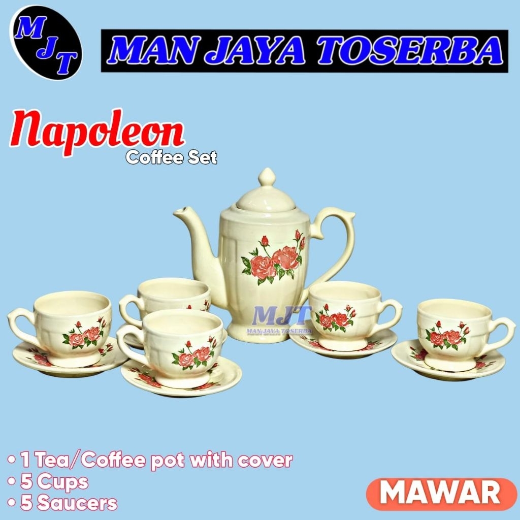 Kopi set Tea Set Teko Cangkir Lepek 5pcs  Coffeeset Keramik Teko Set Keramik Kado Hadiah Hampers Mot