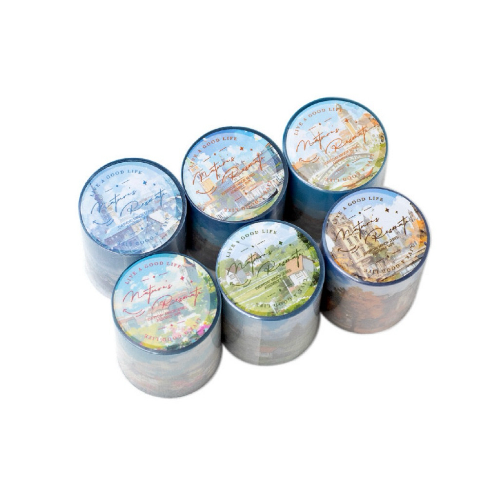 

(3CE) washi tape selotip paper full pemandangan kota city town eropa blue sky langit biru europe