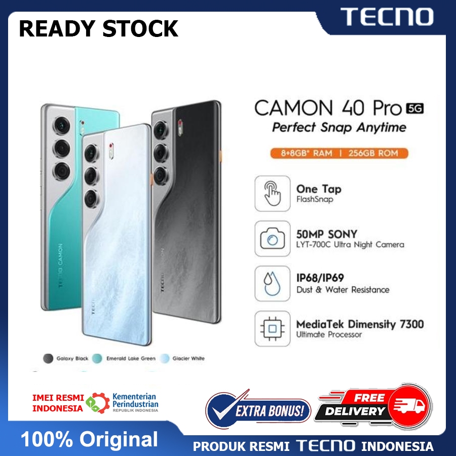 TECNO Camon 40 PRO 5G 8/256GB Produk Resmi Indonesia Tecno Camon 40