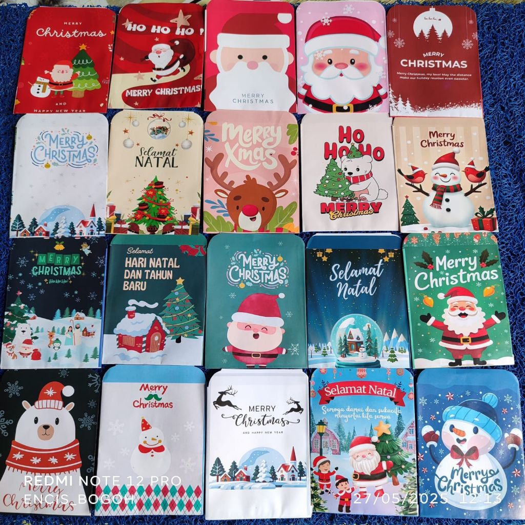 

100 PCS-AMPLOP NATAL SUDAH DILEM/SIAP PAKAI UK MEDIUM