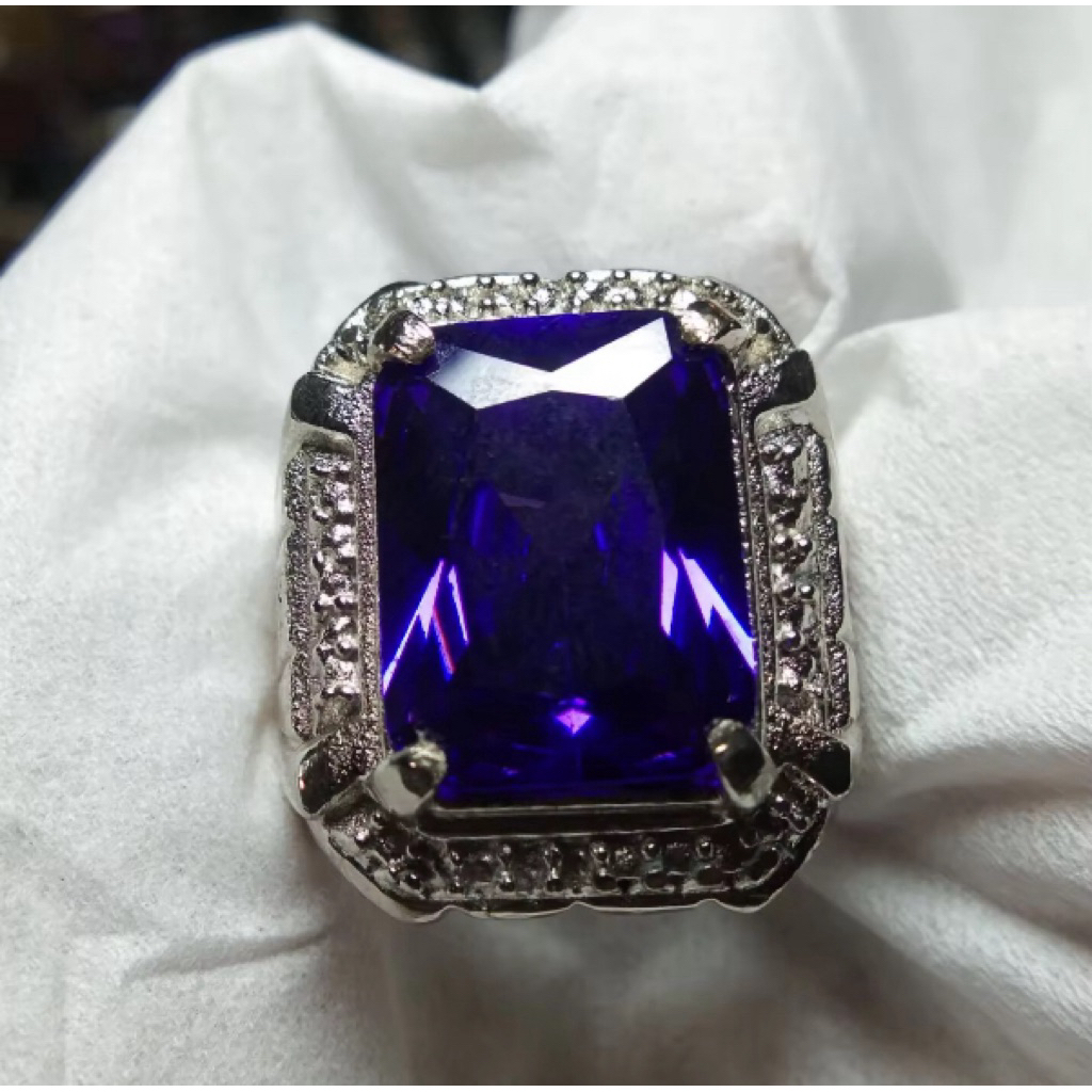 Cincin Batu Permata Kecubung Ungu Brazil Cutting Top Cristal