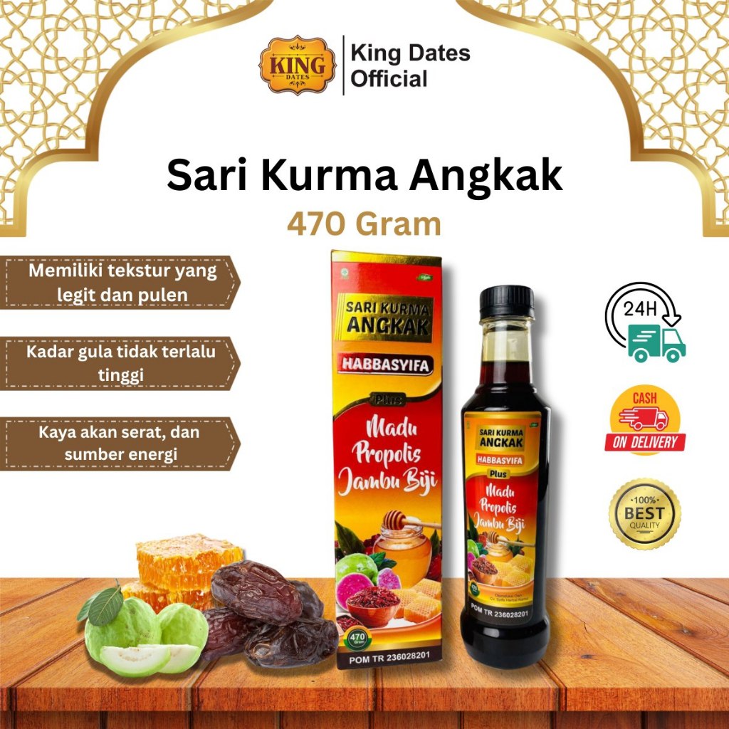 

fgh Sari Kurma Madu Angkak Habbasyifa 470gr Plus jambu Biji Daun Ubi - Syifa Herbal Alami