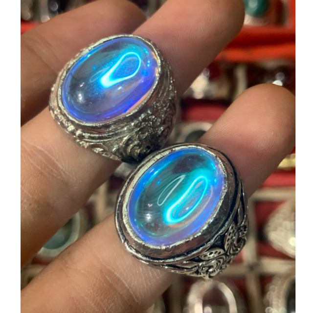 Batu Cincin Kalimaya India Pelangi Ring Perak Motif Bali