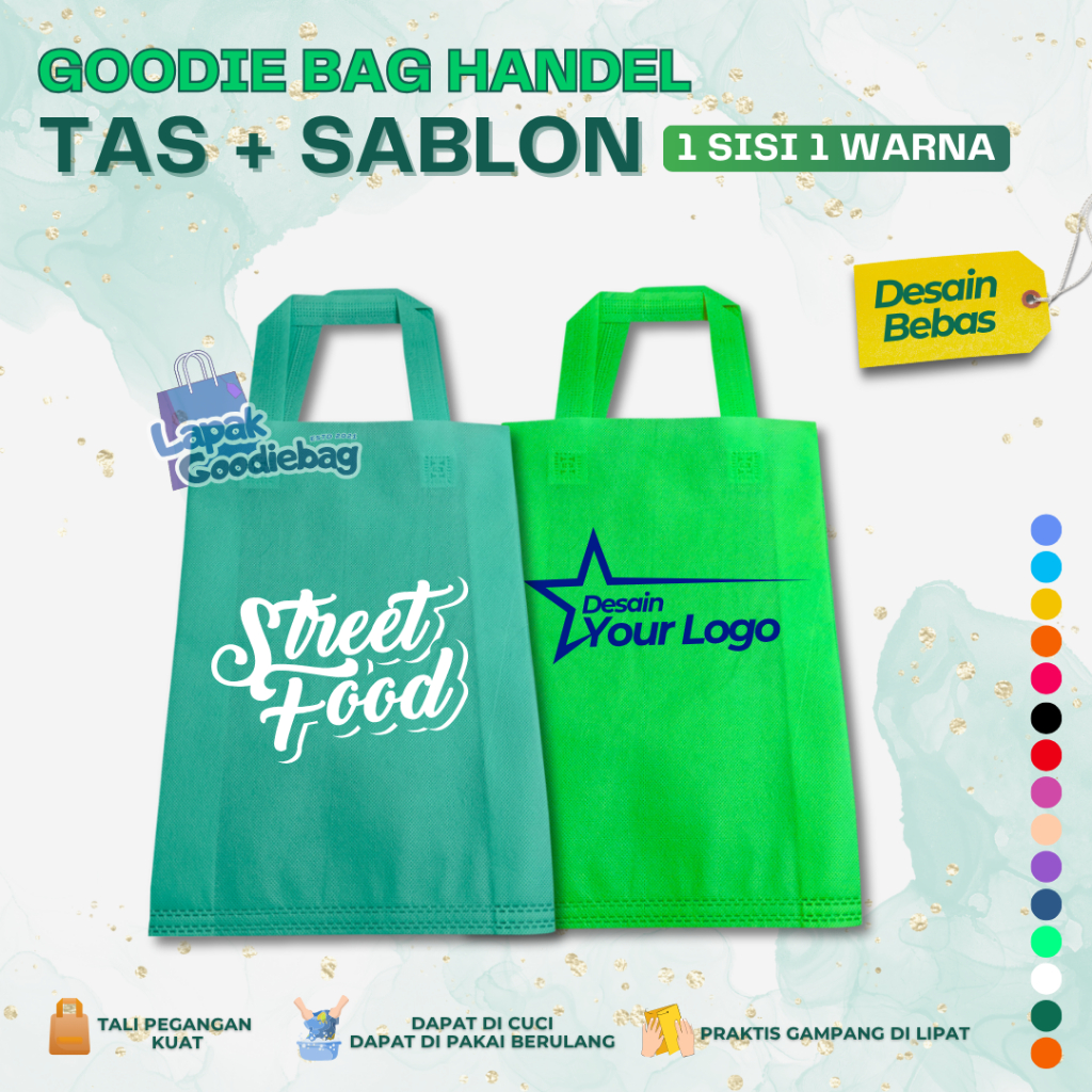 

CUSTOM SABLON PLUS TAS Goodie bag HANDLE 1 SISI 1 WARNA 25X35 30X40 38X45 Tas Belanja Spunbond Souvenir Hampers Nikah Ulang Tahun