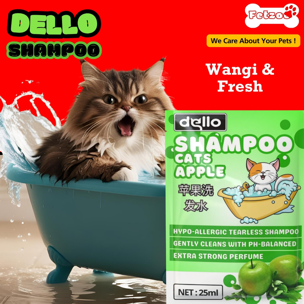 Shampoo Kucing Anjing Kitten Anti Kusut Melembabkan & Tahan Lama Wangi Apel FETZOO