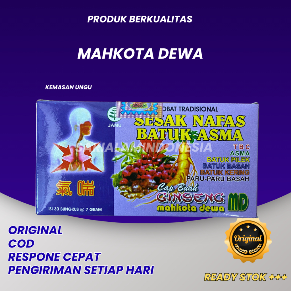 

Jamu herbal mahkota dewa sesak napas kemasan ungu