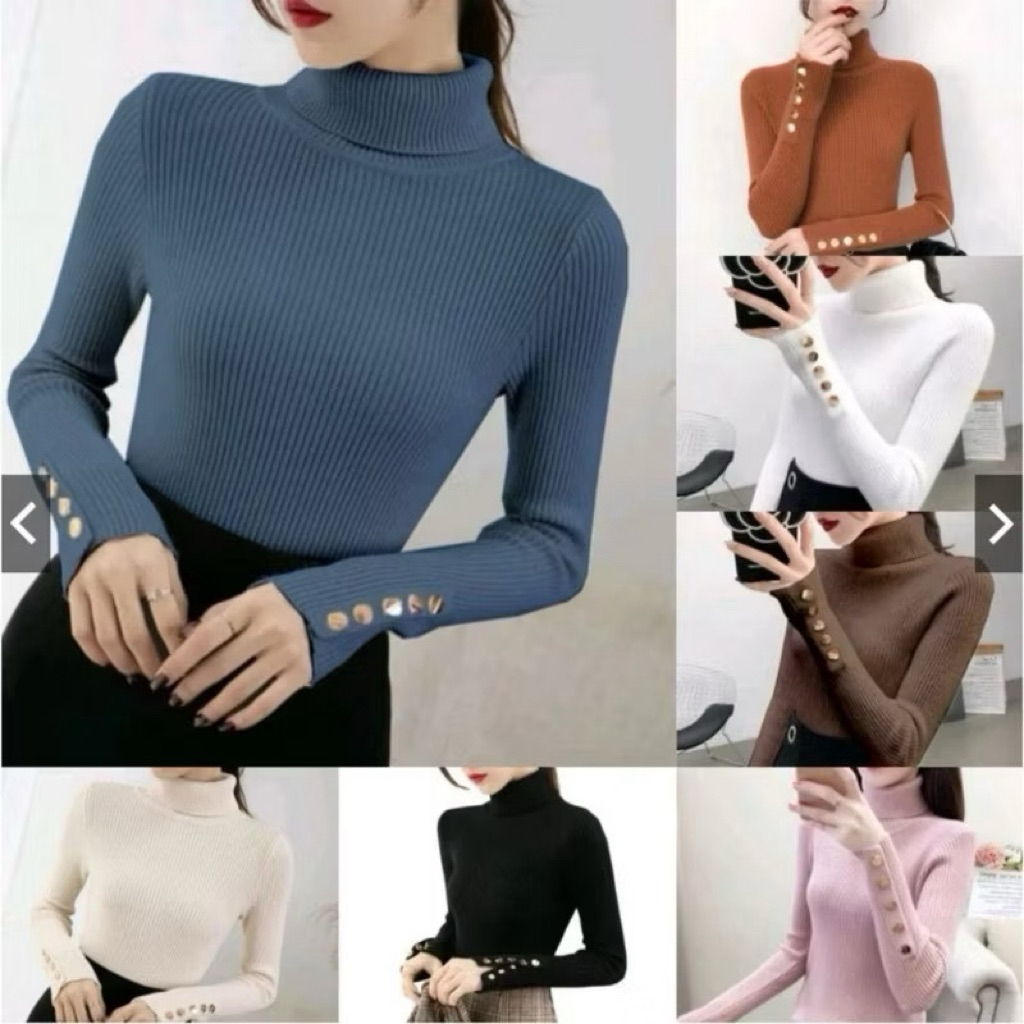 Manset Inner Rajut Inara Knit Wanita / Baju Dalaman Turtleneck Knit / Rajut Manset Wanita / Atasan k