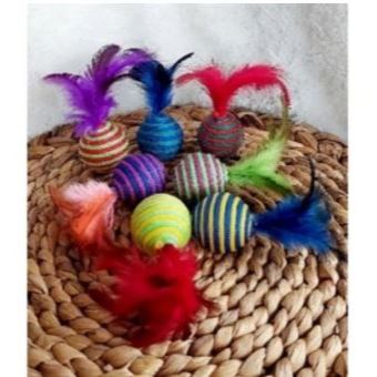 BOLA TALI BULU - Mainan Kucing Bola Kucing Bola Gigit Kucing Bola Bulu Kucing KECIL