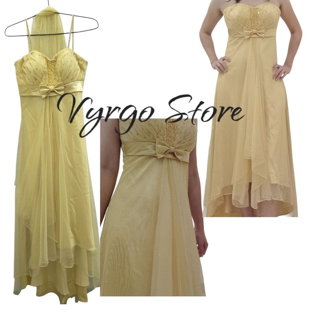 Dress Gaun Pesta Gaun Bride's maid warna gold