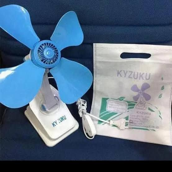 Fan 4 baling 18WATT -  Mini Fan Jepit 3in1 Kipas Angin Biru Muda Duduk Meja/ Dinding/ Tempel