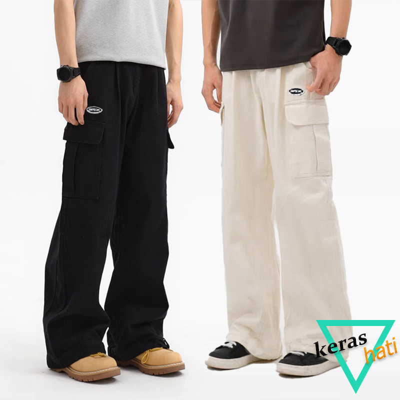 Celana cargo panjang pria celana kargo pria celana cargo pria korean style loose baggy pants celana 