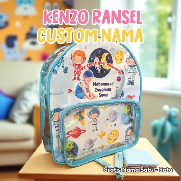 Tas Ultah Anak Ransel Mika – Karakter Astronot Custom Nama Foto Desain Bebas