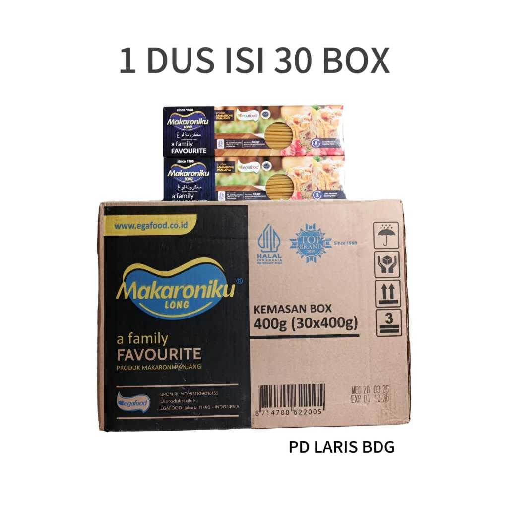 

Makaroniku LONG / Makaroniku Panjang 400gr 1 DUS ISI 30 BOX (Spagheti bolong tengah / macaroni)